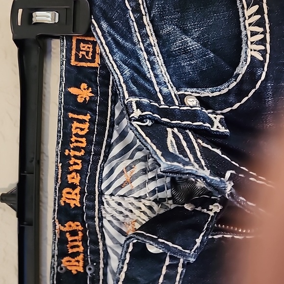 Rock Revival Blue Boot Cut Jeans with Contrast Stitching - Picture 2 of 6